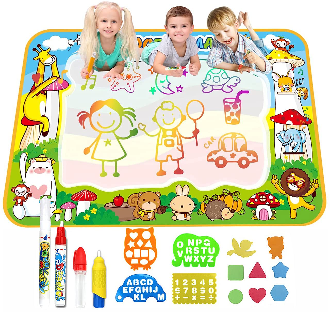 PATPAT Water Doodle Mat for Kids Aqua Magic Mat Large Water Drawing Mat 100x70cm for Kids Doodle Board for Toddlers Drawing Painting Mat Education Toddler Girl Toys Age 3 Gift PATPAT Water Doodle Mat for Kids Aqua Magic Mat Large Water Drawing Mat 100x70cm for Kids Doodle Board for Toddlers Drawing Painting Mat Education Toddler Girl Toys Age 3 Gift